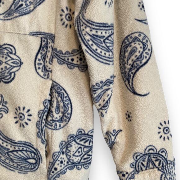 Boys Youth Free Assembly White Blue Paisley Collared Snap Button Shacket 10/12 - Picture 11 of 15